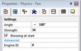 Свойства Physics - Fan Object, Вентилятор